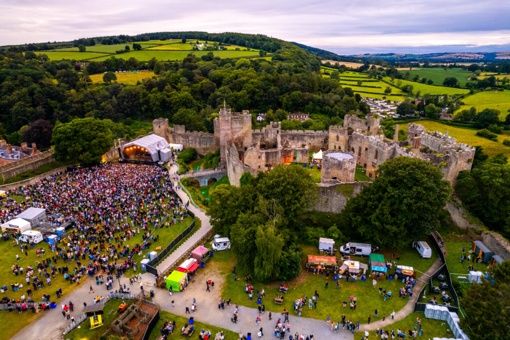 View of Ludlow Castle, Shropshire from above. Photo by Painted Life